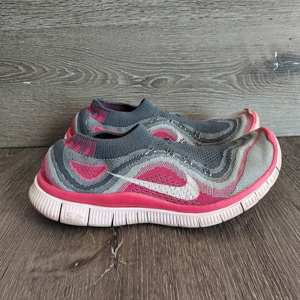 Nike Free Flyknit 5 Running Shoes, Grey Pink Foil 9.5
